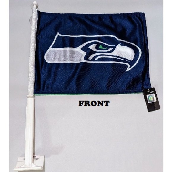 🏈🆕 SEATTLE SEAHAWKS DOUBLE SIDED CAR FLAG - HOME-AWAY DESIGN - NFL - MEN - Picture 2 of 3